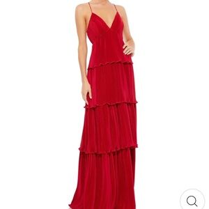 Ieena by Mac Duggal Spaghetti Strap Tiered Ruffle Dress